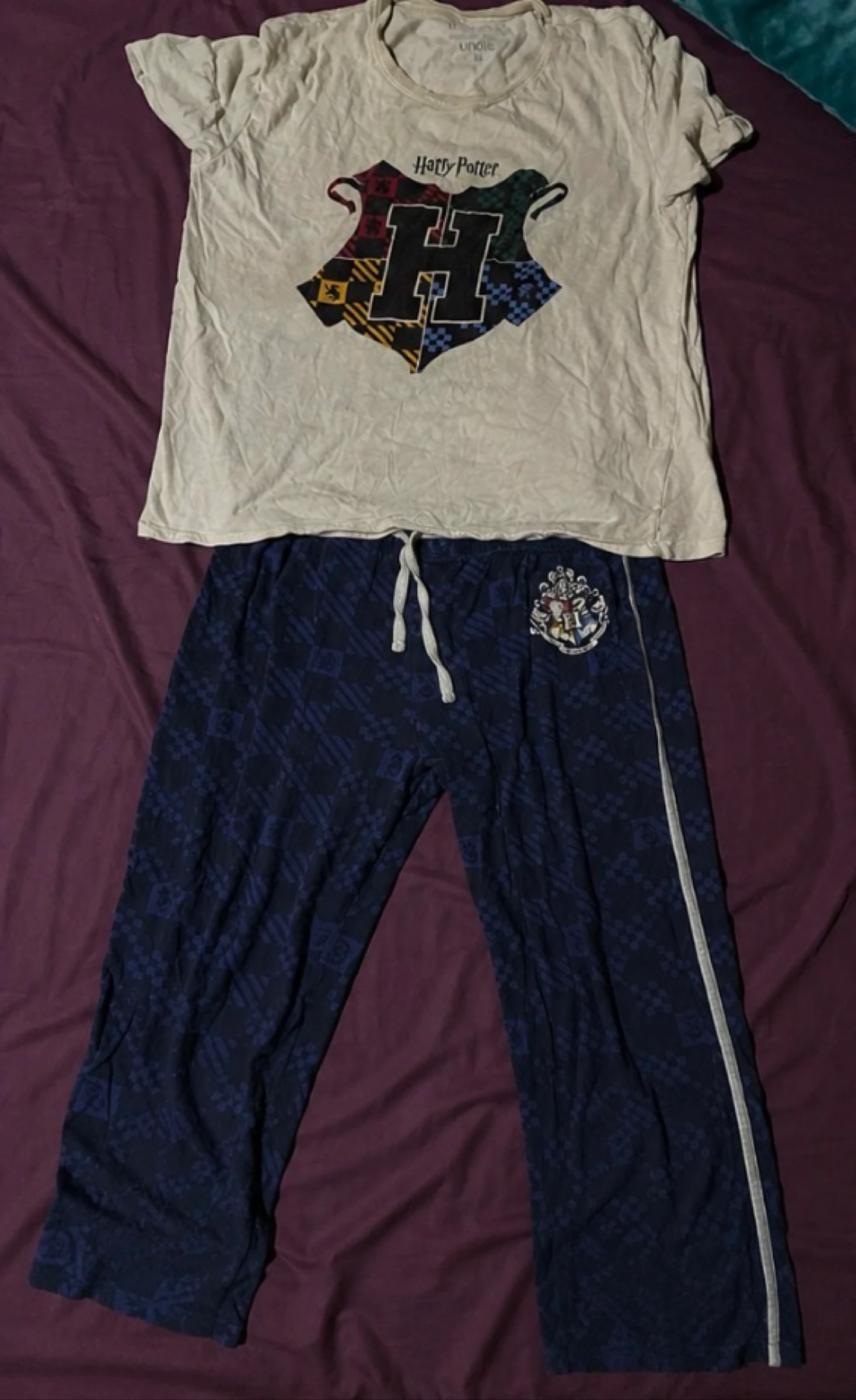 Pyjama Harry Potter Undiz femme – Ensemble blanc et bleu marine – Taille M – photo 3